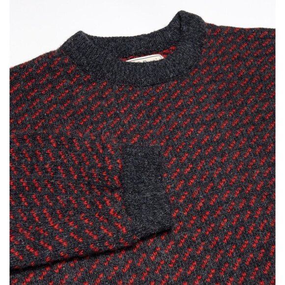 Vintage L.L. Bean Birdseye Sweater Women's Large Norway Fisherman Wool Red Gray - Picture 1 of 10